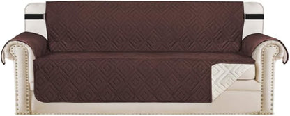 H.VERSAILTEX Reversible Sofa Slipcover Furniture Protector Water Resistant 2" Elastic Straps Sofa Cover Couch Covers Pets Kids Fit Sitting Width Up to 78" (Oversized Sofa: 86" x 132", Brown/Beige)