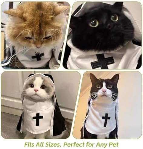 MANON ROSA Cat Halloween Costume, Funny Nun Dress for Cats & Small Dogs, S - Image 3