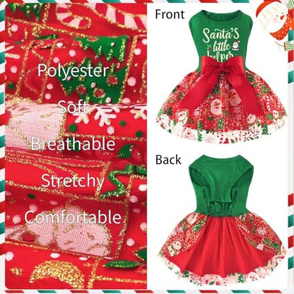 XPUDAC Dog Christmas Dress Outfit Snowman Tulle Dress Holiday Dog Clothes for Small Dogs Girl, Santa Pet Costume Cat Outfits-XS - Image 5