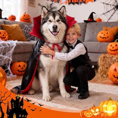 OLANRUN Dog Halloween Costumes, Dog Vampire Devil Cape Costume, Funny Pet Vampire Cloak Cosplay Party Dress-Up, Halloween Costumes for XL Dogs (X-Large) - Image 5