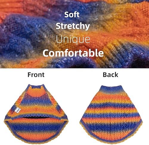 Rainbow Mohair Dog Sweater Cloak, Cold Weather Coat Dog Jacket for Small Dogs, Classic Turtleneck Thick Puppy Clothes with Leash Hole DS94XL - Image 2