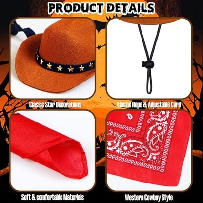 Dog Cowboy Costume, Dog Halloween Costumes Halloween Pet Dogs Cowboy Hat with Bandana Scarf for Small Medium Large Dogs Pets (Brown, Medium) - Image 5