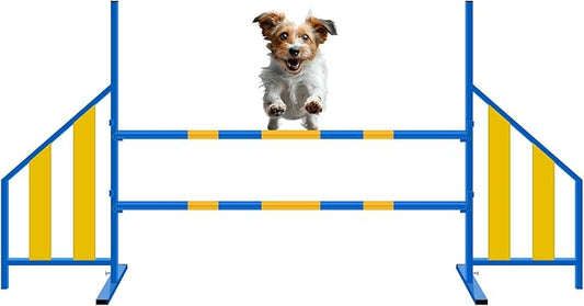 Agility Wing Jumps with Bar Dog Training Hedge Metal Frame Adjustable Pet Hurdles Jump Bars for Indoor Outdoor Dog Pet Agility Course Game