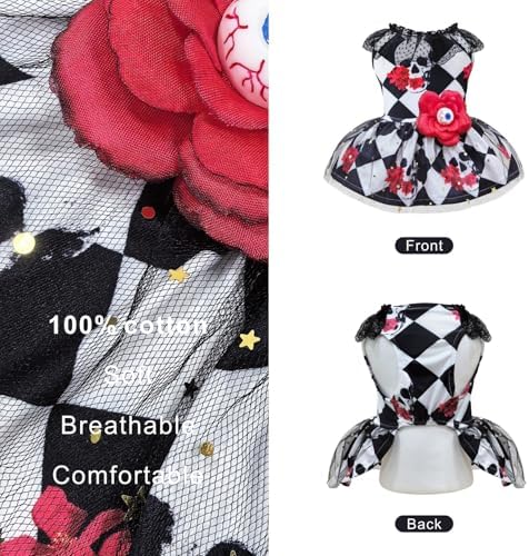 Skeleton Halloween Costume for Dogs & Cats - Funny Puppy Dress with Flower - Image 3