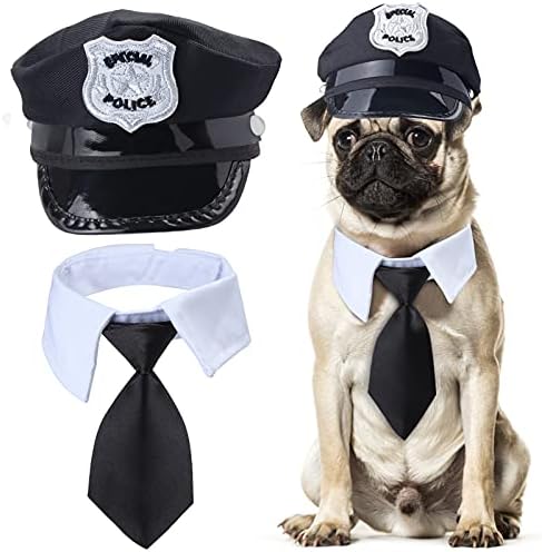 Yewong 2-Piece Pet Police Costume Accessory Set - Dog & Cat Police Hat with Necktie & Dress Up Kit for Halloween & Christmas Cosplay by Yewong