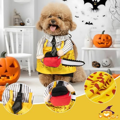 NACOCO Halloween Dog Chainsaw Costume - Pet Cosplay Clothes Cat Special Outfit Apparel Adjustable Puppy Party for Small Medium and Large Dogs(Yellow Chainsaw, XL) - Image 4