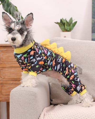 CuteBone Dinosaur Costume Dog Pajamas, Stretchy Spandex Crystal Velvet Sleepwear Coat for Small Dogs, Soft & Warm Pet Outfit Clothes for Cold Weather, Cozy Pullover Design COSP01M - Image 6