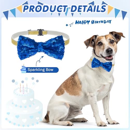 SCENEREAL Dog Birthday Party Supplies, Dog Birthday Bandana Hat Bow Tie Collar Set with Birthday Numbers, Pet Birthday Scarf Accessories Outfit Decorations for Boy Girl Medium Large Dogs - Image 4