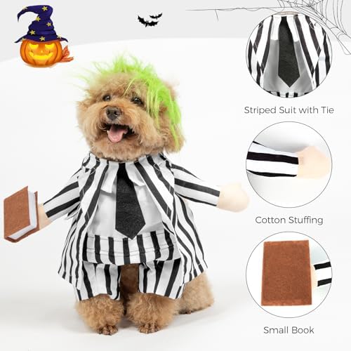DELIFUR Dog Halloween Funny Costume - Pet Adorable Fantacy Clothes Cat Cosplay Apparel Dress Up for Small Medium Dog Funny Outfit Adjustable (Suit, Medium) - Image 2