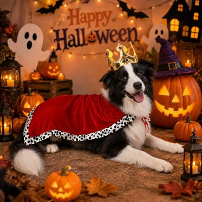 Dog Halloween Costumes for Medium Dogs,Funny Dog Costume King Crown Cape(M) - Image 2