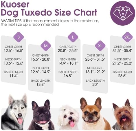 Kuoser Dog Tuxedo, Dog Suit and Bandana Set, Dogs Costume with D-Ring - Image 5