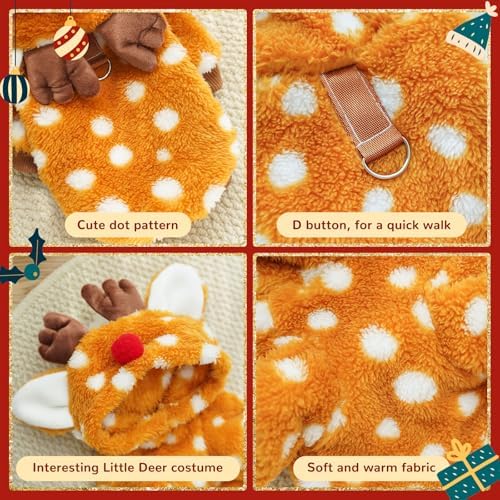 Christmas Dog Sweater with Hood Elk Costume Hoodie Soft Fleece Winter Warm Puppy Clothes for Small Dogs XS-XXL, Christmas Outfit for Cats & Dogs(Brown,Reindeer,X-Large) - Image 5