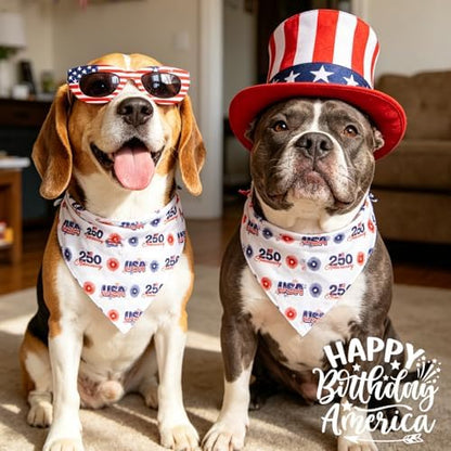 250th Anniversary Dog Bandana, American Flag Triangle Scarf, Adjustable Snap Button Patriotic Neckwear for Large Breeds (30-75lbs) - Image 3