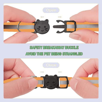 2 Pack Cat Collars Quick Release Reflective Kitten Collar with Bell & Safety Release (Orange)