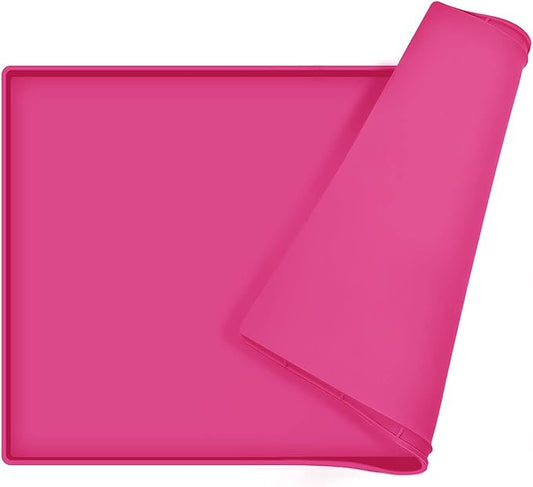 Dog Food Mat,Silicone Waterproof Food Tray,Non Slip Pet Bowl Mats Placemat,1" Raised Edge,Suitable for Most Small and Medium Sized Pets,32" x 24"
