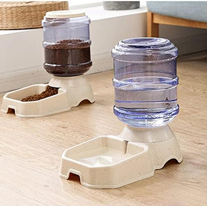 Automatic Waterer Food Feeder 3.8 L Water Dispenser 8 Lbs Auto Feeder Fed for Small Medium and Large Cats Dogs