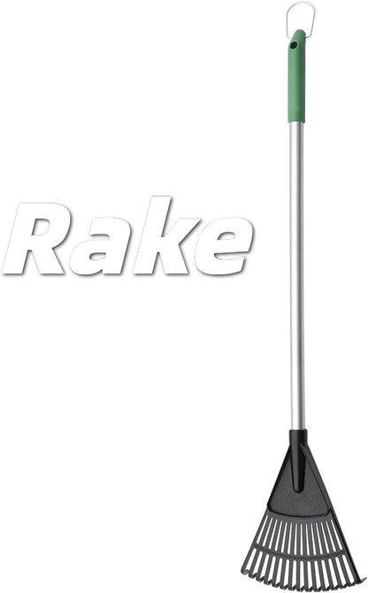 35 Inch 15-Tine Leaf Rake and Dustpan Set, Handle Yard Tool with Hanging Holes, Outdoor Cleanup Kit for Lawn Debris, Pet Waste, Leaves