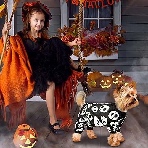 Weewooday 3 Pieces Dog Jumpsuit Skull Pumpkin Pet Pajamas Romper Puppy, S - Image 3