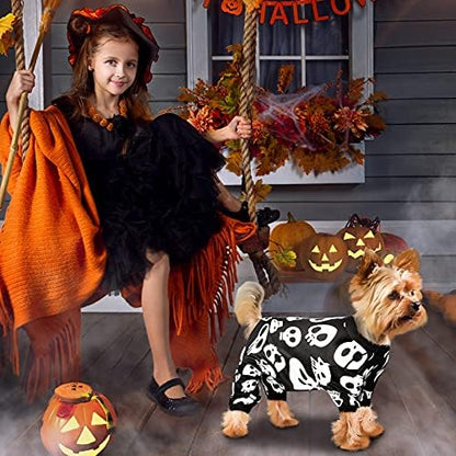 Weewooday 3 Pieces Dog Jumpsuit Skull Pumpkin Pet Pajamas Romper Puppy, S - Image 3