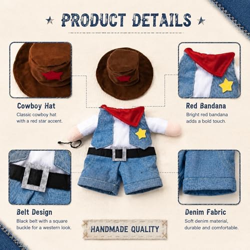 Funny Cowboy Jockey Rider Dog Costume, Beagle Halloween Oktoberfest Outfit - Brown Suit for Small Dogs and Cats(Medium) - Image 3