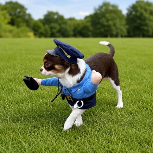 Police Officer Pet Halloween Costume with Radio, Hat and Toy Handcuffs - Small to Medium-Large Breed Funny Clothes Outfit Apparel (Medium) - Image 4