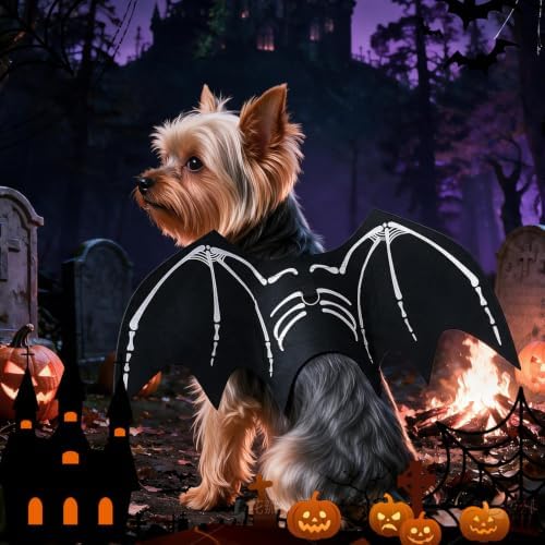 Dog Halloween Bat Wings Costume S，Pet Halloween Cosplay Apparel Small - Image 5