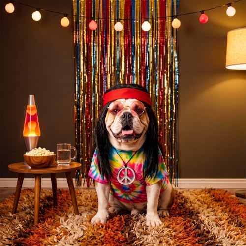 Hillban 5 Pcs Hippie Dog Costume Halloween Pet Costume Accessories, S - Image 5