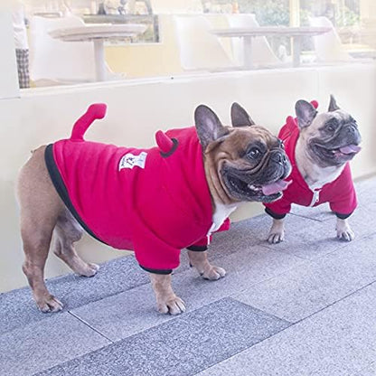 iChoue French Bulldog Halloween Red Devil Costume Clothes Hoodies Outfit, M - Image 4