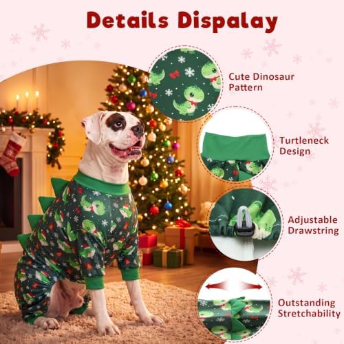 Christmas Dinosaur Dinosaur Dog Pajamas Large Size, Big Dog Onesie Clothes, Anti Shedding and Licking, Post Surgery Recovery Pet Pjs, Cotton Soft Material Stretchable Pet Pajamas U-COSP12M - Image 2