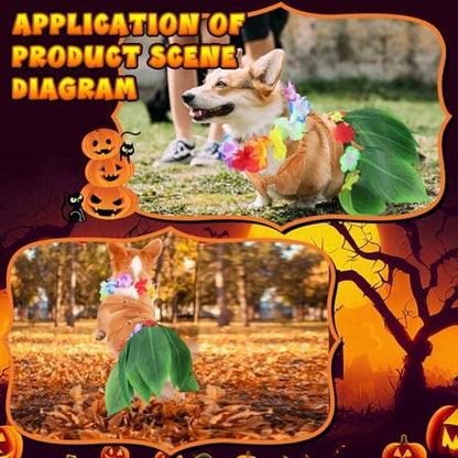 Huhumy 3 Pcs Halloween Dog Hawaiian Luau Costume for Small Medium Dog Puppy - Image 5