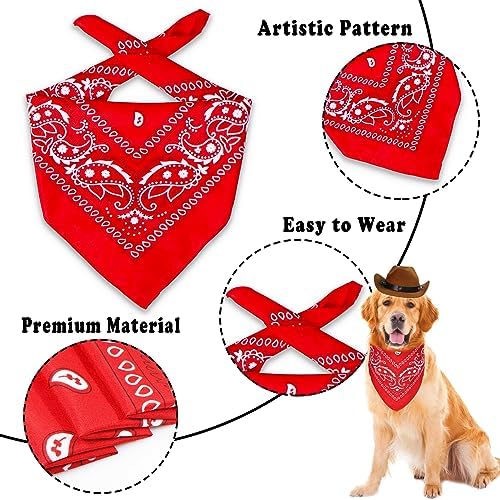 GOYOSWA Dog Halloween Costumes, Dog Cowboy Costume Halloween Dog Cowboy Hat Halloween Dog Bandana Scarf Funny Dog Halloween Costumes for Small Medium Large Dogs Pets (Brown Hat & Red Bandana, Large) - Image 6
