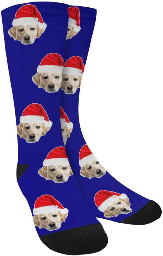 Custom Face Socks, Personalized Dog Lover Pet Photo Picture on Socks Unisex Athletic Crew Socks for Men Women