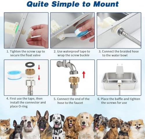 BWOGUE 3 Gal Automatic Dog Water Dispenser, Stainless Steel Bowl for Dogs