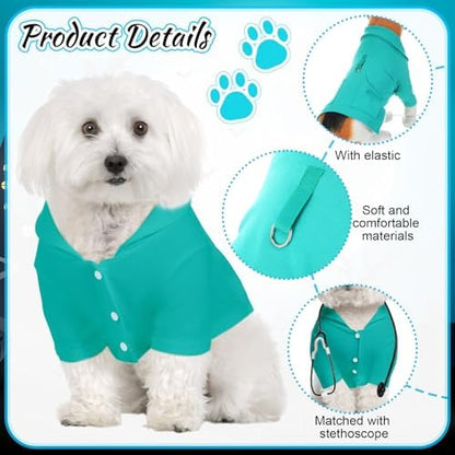 Dog Doctor Costume Cat Surgeon Nurse Costumes with Stethoscope, Green, M - Image 3