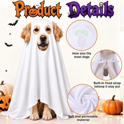 Halloween Ghost Dog Costume Glow Eyes Breathable Outfit for Medium Dogs - Image 4
