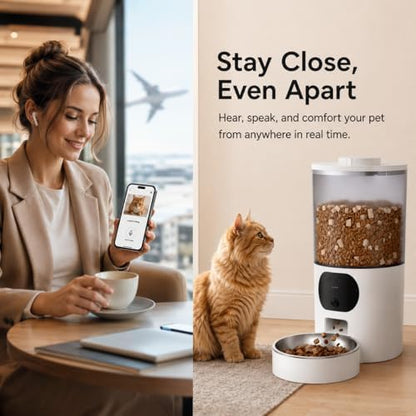 Automatic Cat Feeder with 2K Camera, Smart Pet Feeder with App Control for Cats & Small Dogs, 2-Way Audio & Motion Alerts, 5L WiFi Automatic Dog Feeder with Night Vision