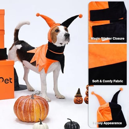 Lelepet Dog Halloween Costume with Hat & Cloak Funny Halloween Pet Outfit - Image 3
