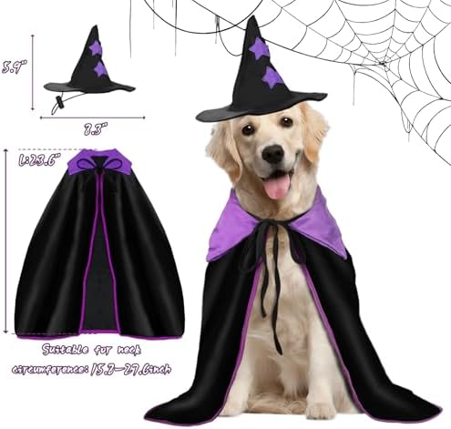 Rypet Halloween Dog Witch Costume Set Hat & Cape for Medium Large Dogs, L - Image 4