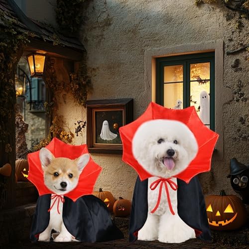 Dog Halloween Costume Dog Vampire Costume Funny Pet Vampire Devil Cape Cloak Halloween Costumes for Small Medium Large X-Large Dogs Pets (Medium) - Image 2