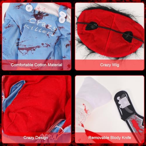 QKURT Pet Halloween Costume, Deadly Dog Cloths Halloween Crazy Cosplay Outfit, Funny Adjustable Costume for Small Medium Large Dogs Puppy Cats - Image 5