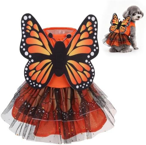 EXPAWLORER Dog Halloween Dress Costume in Non-Woven Tulle & Butterfly Wings by EXPAWLORER