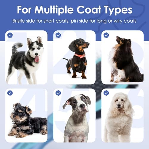 AKC Double-Sided Dog Grooming Brush, Bristle & Pin, Dogs & Cats - Image 5
