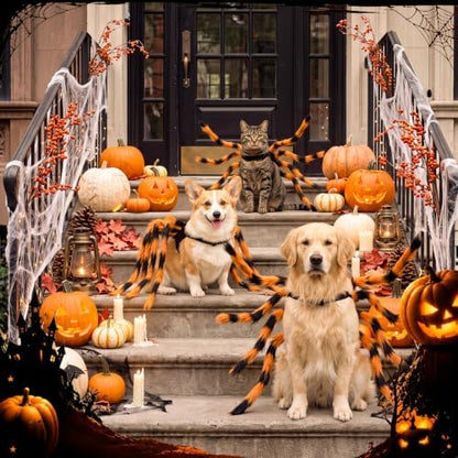 Huhumy Halloween Spider Costume with Safety Harness for Pets, Orange, L - Image 5