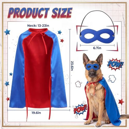 Tallew 2 Pcs Dog Halloween Costume Reversible Cape Mask,Blue-red - Image 2