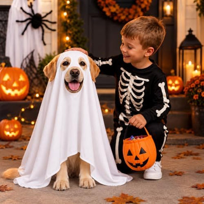 Halloween Ghost Dog Costume Glow Eyes Breathable Outfit for Large Dogs - Image 6