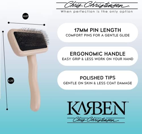 Chris Christensen Karben II Slicker Brush for Dogs, Groom Like a Professional, Ideal For All Coat Types, Remove Shedding Coat, Tangles and Dead Undercoat, 17 mm Stainless Steel Pins, Small - Image 3