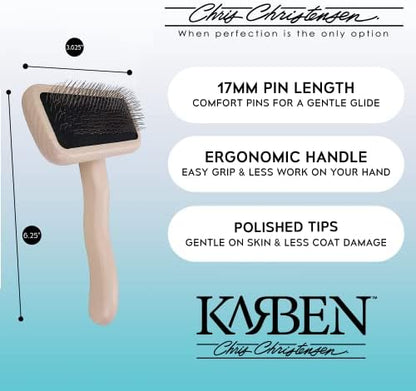Chris Christensen Karben II Slicker Brush for Dogs, Groom Like a Professional, Ideal For All Coat Types, Remove Shedding Coat, Tangles and Dead Undercoat, 17 mm Stainless Steel Pins, Small - Image 3