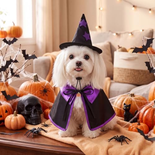 3 Sets Halloween Cat Dog Costume Vampire Cloak Witch Outfit Bat Wing, Small - Image 5