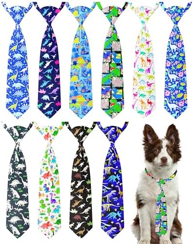 PET SHOW 10 Pack Dinosaur Dog Ties Neckties XL for Extra Large Dogs by PETSHOW