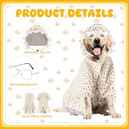 3 Pcs Old Lady Costume for Dog Grandmas Dogs Costume - Image 3